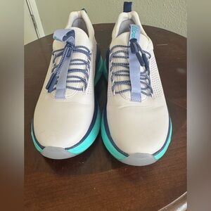 White and Blue Minimalist Low-Top Sneakers